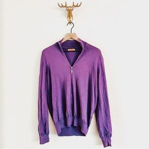 Davide Cenci Men's Purple 1/4 Zip Pullover Sweater Size 52/Large